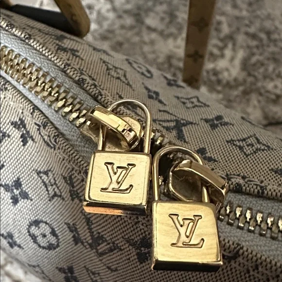 Louis Vuitton Monogram Satchel - Gray and Navy Blue PRE-OWNED. - Picture 8 of 14